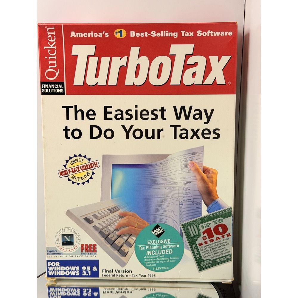 Vintage 1995 TurboTax Financial Solutions Software for Windows 95 & 3.1